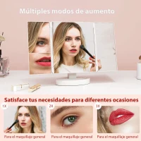 HOMCOM Espejo Maquillaje con Luz Aumento 1X/2X/3X Rotación Libre de 180° 21 Luces LED Interruptor Táctil Blanco(m-5)