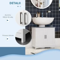 kleankin Mobilier Sub Lavoar Baie cu 2 Usi din MDF, 60x33x60cm, Gri si Alb(m-6)
