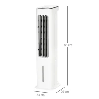 HOMCOM 2 in 1 Luftkühler mit Wasserkühlung 5L Wassertank, 12h Timer, für 20 ㎡(m-3)