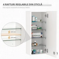 kleankin Dulapior pentru Medicamente cu Încuietoare 5 Etajere Reglabile Alb(m-5)