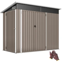 Outsunny Abri de jardin en métal cabane jardin extérieure triple porte verrouillable toit incliné aérations 234x132x185cm gris(m-12)