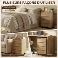 HOMCOM Caisson de bureau rangement bureau sur roulettes 4 tiroirs coulissants en bois aspect bois marron(m-7)