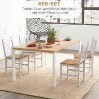 HOMCOM Set 4 Scaune pentru Bucătărie și Living cu Spătar în Formă de Cruce, din Lemn de Pin, 41x46,5x86 cm(m-4)