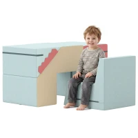 AIYAPLAY 2-teiliges Schaumstoff Bausteine für Kleinkinder mit abnehmbaren Bezügen, Indoor-Kletter- und Krabbelspielset, Blau(m-11)