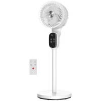 HOMCOM 20 dB Silent Standing Fan for Bedroom, 39in Pedestal Fan with Remote, Oscillating, 8 Speeds, Adjustable Height, White(m-11)