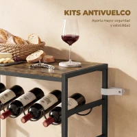 HOMCOM Botellero para 30 Botellas de 6 Niveles con Encimera de Efecto Madera Estilo Industrial 59x30x88,5 cm Marrón Rústico(m-7)