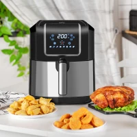 HOMCOM 6.5L Single Basket Air Fryer, 80-200°C Temperature, Black and Grey(m-2)