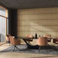 HOMCOM Akustikpaneel, Schallabsorption, DIY Lamellenwand, MDF & Polyester, einfache Installation, Eiche(m-10)