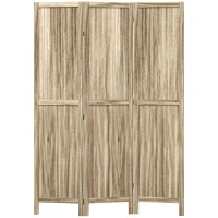 HOMCOM Paravent en bois de paulownia 3 panneaux 120 x 170 cm séparateur de pièce cloison de séparation pliable - naturel(m-11)