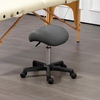 HOMCOM Saddle Stool, PU Leather Adjustable Rolling Salon Chair with Steel Frame for Massage, Spa, Beauty and Tattoo, Grey(m-10)