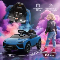 AIYAPLAY Voiture électrique enfant véhicule électrique Lamborghini 12V télécommande 2,4G et 2 moteurs vitesse max. 4 km/h bleu(m-3)