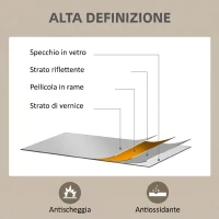 HOMCOM Specchio da Parete Rettangolare con Ganci, Specchio a Muro in Vetro e MDF, 50x50 cm, Nero(m-6)
