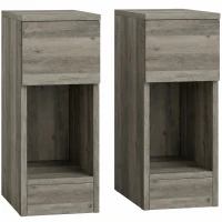 HOMCOM Set of Two Modern Storage Bedside Tables - Grey(m-1)