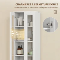 HOMCOM Meuble de Salle de Bain 6 niveaux, Meuble de Rangement avec 4 Portes à Fermeture Douce et Étagères Réglables, Blanc(m-6)