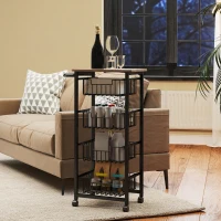 HOMCOM Carrito Verdulero para Cocina con 4 Cestas Deslizables y Marco de Acero 49,5x31x91 cm Roble(m-6)