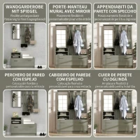 HOMCOM Set de mobilier pentru hol cu cuier, oglindă, bancă cu raft și dulap pentru 8 perechi de pantofi, gri(m-5)