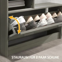 HOMCOM Set de mobilier pentru hol cu cuier, oglindă, bancă cu raft și dulap pentru 8 perechi de pantofi, gri(m-7)