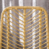 HOMCOM Lot de 4 tabourets de bar, chaises de bar, dossier en cannage et repose-pieds, cadre en acier, 42,5x52x102cm, jaune(m-9)
