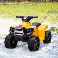 HOMCOM Quad Eléctrico para Niños 18-36 Meses Cuatrimoto Infantil a Batería 6V con Faros Bocina Velocidad 0-3 km/h Avance y Retroceso 65x40x43 cm Amarillo(m-10)