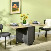 HOMCOM Table de salle à manger pliante sur roulettes avec rangement 2 tiroirs et 1 placard 76 x 140 x 74 cm(m-10)