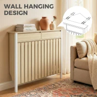 HOMCOM 93 x 119cm Rustic-Look Radiator Cover - Oak(m-6)