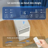 HOMCOM Climatiseur mobile 7000 BTU, climatiseur portable 4 en 1, refroidissement, déshumidificateur, ventilateur, mode nuit(m-6)