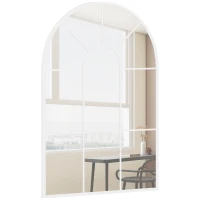 HOMCOM 90 X 61cm Arched Grid Mirror - White(m-8)