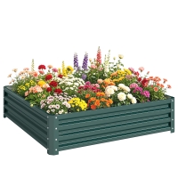 Outsunny Carré Potager Acier 120x120cm Vert Foncé