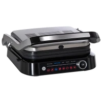 HOMCOM Health Grill & Panini Press, 2100W Electric Non-stick Grill with 180° Flat Open, Drip Tray, Removable Plate, Floating Hinges and 8 Automatic Settings(m-10)