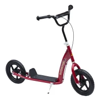 HOMCOM Patinete para Niños de 5-12 Años Scooter de 2 Ruedas Grandes de 12 Pulgadas con Freno y Manillar Ajustable en Altura Carga Máx. 50 kg 120x52x80-88 cm Rojo(m-12)