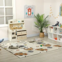 AIYAPLAY Tappeto per Bambini 0-6 Anni a Tema Spazio con Superficie Impermeabile in XPE Multicolore, 196x176x1.5 cm(m-9)