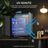 HOMCOM Weinkühler für 12 Flaschen, 36 L Kapazität, 4–16°C, Unterbau Kühlschrank für Getränke und Bier, mit Glastür, LED-Licht(m-8)