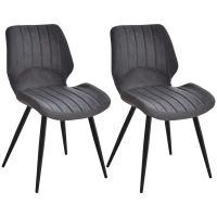 HOMCOM Dining Chairs Set of 2, PU Leather Upholstered Kitchen Chairs with Backs, Moulded Padded Seats and Steel Frame for Dining Room, Grey(m-10)