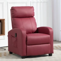 HOMCOM Sillón de Masaje Reclinable con Mando a Distancia Bolsillo Lateral y Temporizador Tapizado en PU 68x88x98cm Rojo Burdeos(m-2)