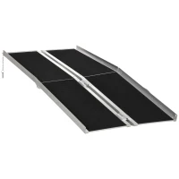 HOMCOM Rampe de fauteuil roulant pliable, rampe de chargement sablage 183x73,5 cm en alliage d'aluminium, antidérapante, bordures de sécurité, charge max. 270 kg, noir(m-12)