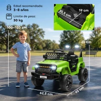 AIYAPLAY Coche Eléctrico para Niños con Batería 12V Mando a Distancia Velocidad Ajustable USB Faros Bocina Verde(m-3)