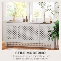 HOMCOM Copritermosifoni a Griglia Incrociata con Lunghezza Regolabile, 136-200x21.5x91.7 cm, Bianco(m-5)