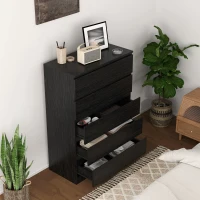 HOMCOM Chest of Drawers, 5 Drawer Dresser, Modern Storage Cabinet with 5 Drawers, for Bedroom, Living Room, Black(m-8)