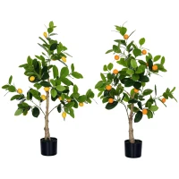 HOMCOM Set 2 Plante Artificiale de Lămâie și Portocal de 120cm pentru Interior cu Ghiveci(m-11)