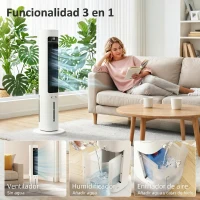 HOMCOM Climatizador Evaporativo 3 en 1 con Depósito de 3 L Oscilación 48° 3 Velocidades 3 Modos Temporizador 12h Blanco(m-4)