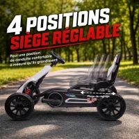 HOMCOM Kart électrique pour enfant 12V - Vitesse réglable 3-5km/h pour enfants de 3 à 8 ans - siège réglable - blanc(m-6)