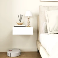HOMCOM Floating Bedside Table Set of 2, Wall-Mounted Nightstand with Storage Drawer, White(m-6)