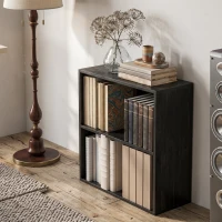 HOMCOM Bibliothèque étagère de rangement avec 2 compartiments et étagère réglable, 60 x 24 x 63 cm, noir(m-7)