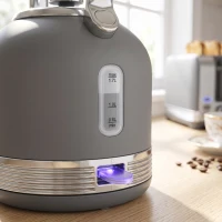 HOMCOM Stainless Steel Kettle and Toaster Set, 1.7L 3000W Cordless Fast Boil Kettle, 4 Slice Toaster Kitchen Set, Grey(m-11)