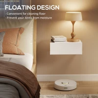 HOMCOM Floating Bedside Table Set of 2, Wall-Mounted Nightstand with Storage Drawer, White(m-4)