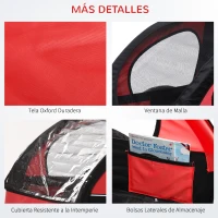 HOMCOM Remolque de Bicicleta para Niños de 2 Plazas con Amortiguadores para Correr con Barra y Kit de Footing 142x85x105cm Rojo(m-4)