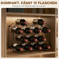 HOMCOM Weinregal für 13 Flaschen Flaschenregal mit Wabendesign Verstellbaren Füßen Kippschutz Metall 43 x 15,5 x 31 cm Schwarz(m-5)