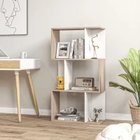 HomCom biblioteca de perete, 3 rafturi, 60x24x111.4cm, alba | AOSOM RO(m-8)