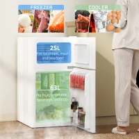 HOMCOM 88L Under Counter Fridge Freezer, Small Refrigerator with 5-Setting, 3 Star Freezer Rating, White(m-4)