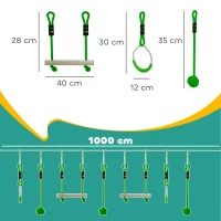 AIYAPLAY 3 Zipline-Kits, Kinder-Seilbahn-Set, bis zu 50 kg belastbar, Grün(m-3)